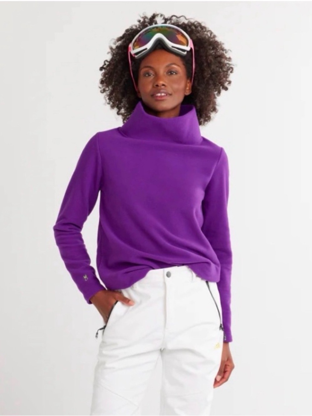 Dudley Stephens Purple Park Slope Fleece Turtleneck Sweater | L
